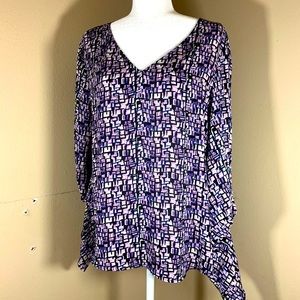 DKNY Purple Long Sleeve Blouse Top